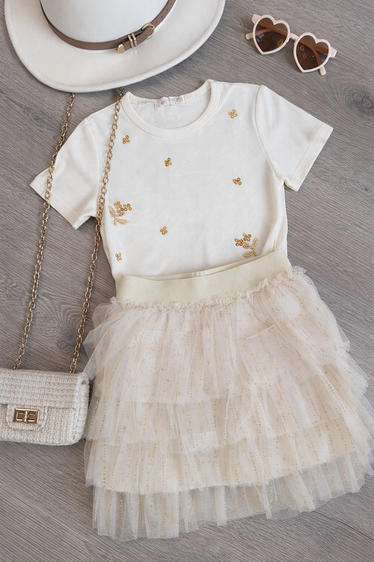 Rokje - sparkle beige