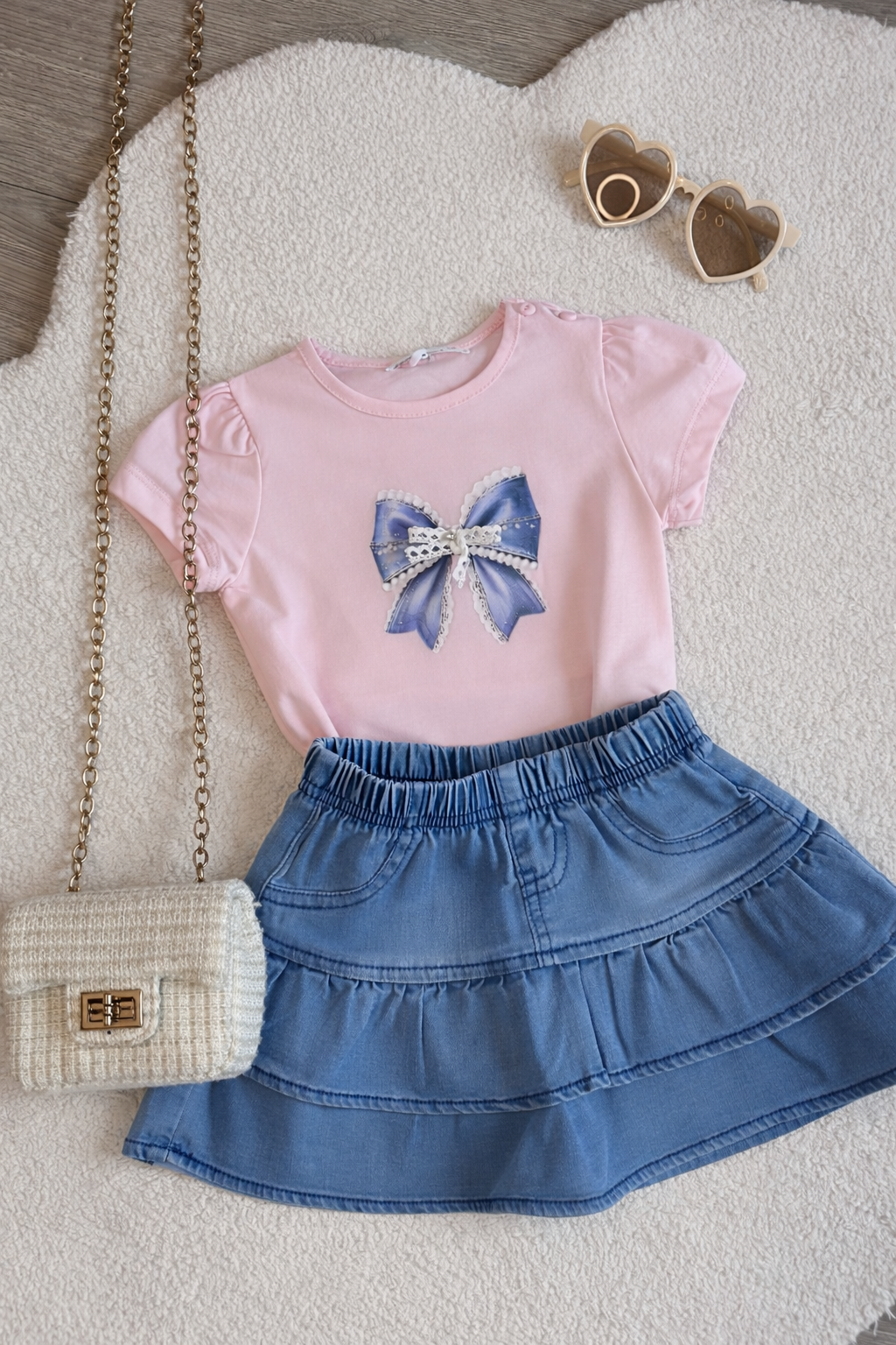 Ensemble rose avec nœud