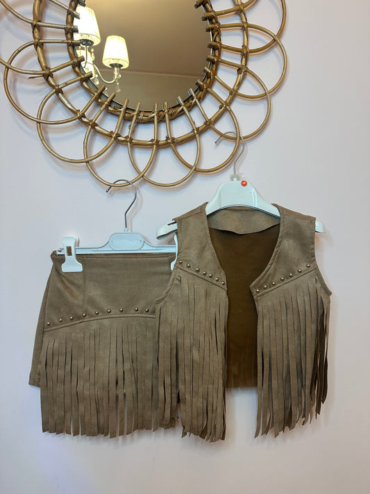 Studded fringe set - camel