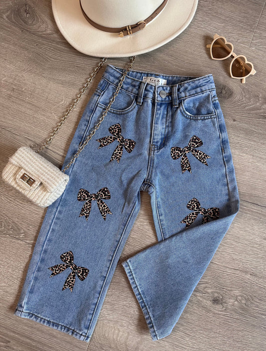 Jeans - leopard bow