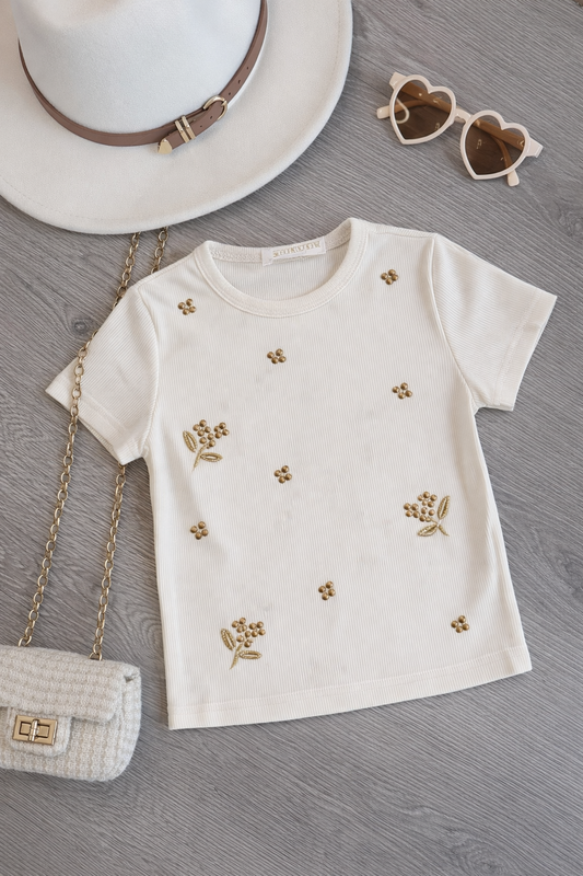 T-shirt - paillet beige