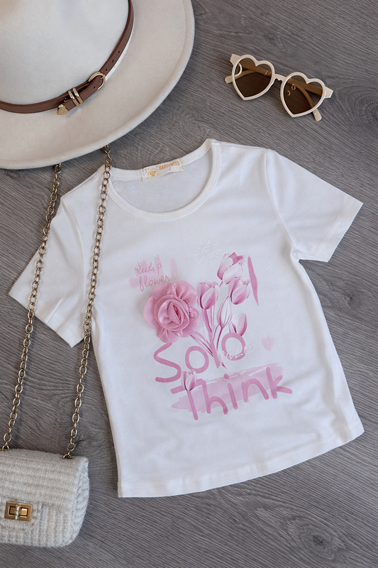 T-shirt - flower wit